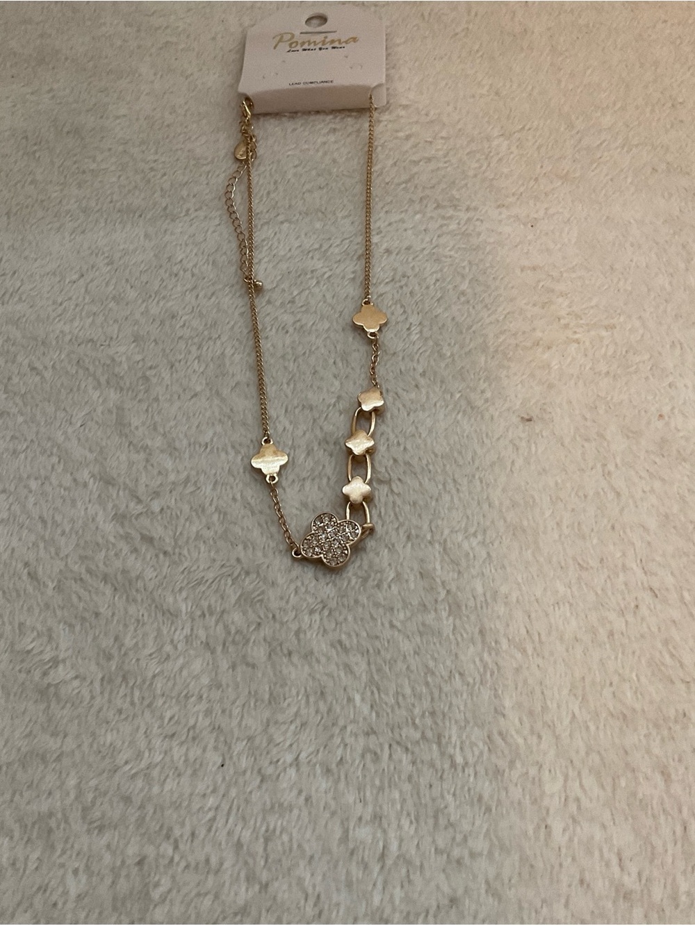 Pomina Gold-Tone Clover Pendant Necklace - Gold